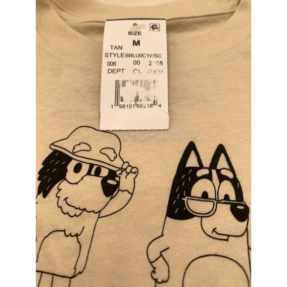 Bluey Character Graphic Tan T-Shirt M Cotton - Picture 2 of 7